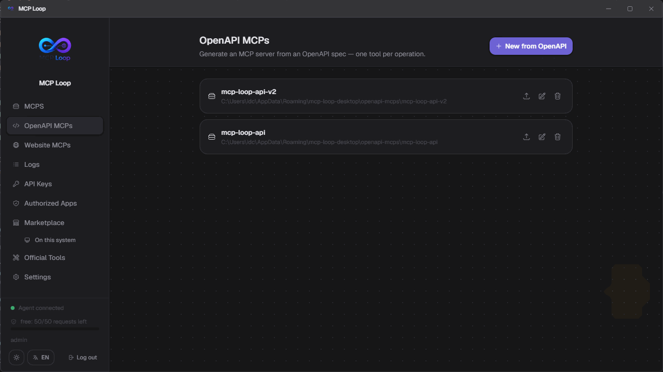 OpenAPI MCPs, dark